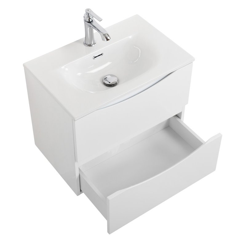 Тумба под раковину подвесная 50см белая глянцевая Belbagno MARINO-CER-MINI-500-2C-SO-BL-P