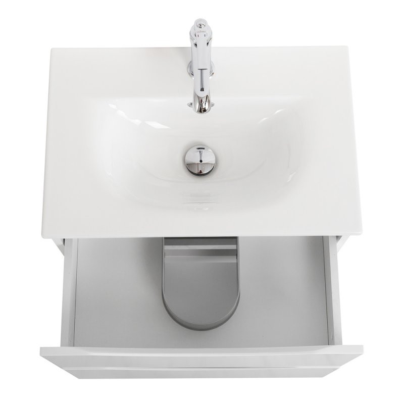 Тумба под раковину подвесная 60см белая глянцевая Belbagno MARINO-CER-MINI-600-2C-SO-BL-P