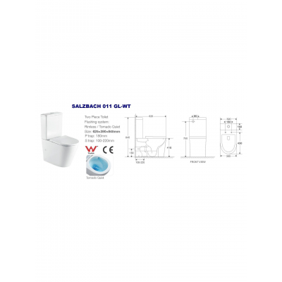 Унитаз-компакт безободковый с микролифтом, Welt Wasser, WW SALZBACH 001GL-WT