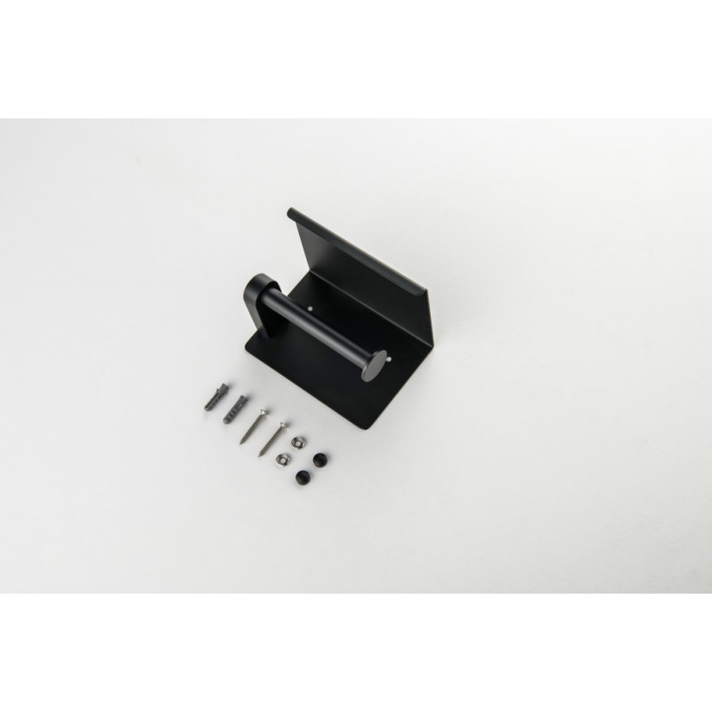 Держатель туалетной бумаги с полкой настенный черный Aquatek Европа AQ4939MB