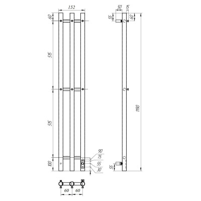 Полотенцесушитель электрический Point Деметра PN12822W П3 120x1200 диммер справа, белый