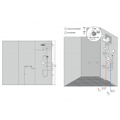 Верхний душ Hansgrohe Pulsify S 260 2jet с настенным креплением, матовый черный