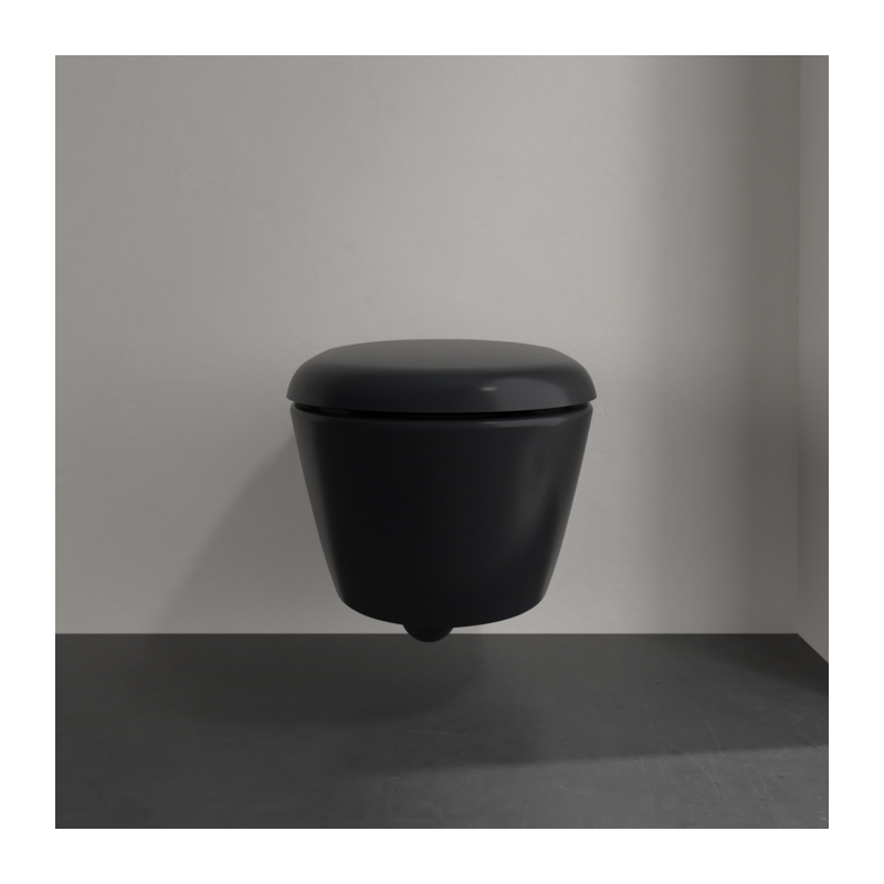 Унитаз Villeroy & Boch Antao с безободковым смывом, подвесной, с функцией TwistFlush, Pure Black CeramicPlus