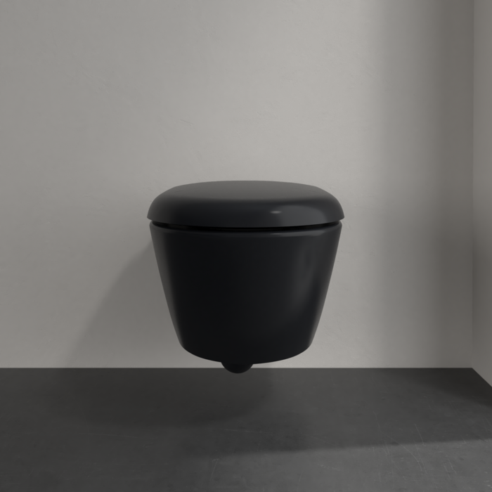 Унитаз Villeroy & Boch Antao с безободковым смывом, подвесной, с функцией TwistFlush, Pure Black CeramicPlus
