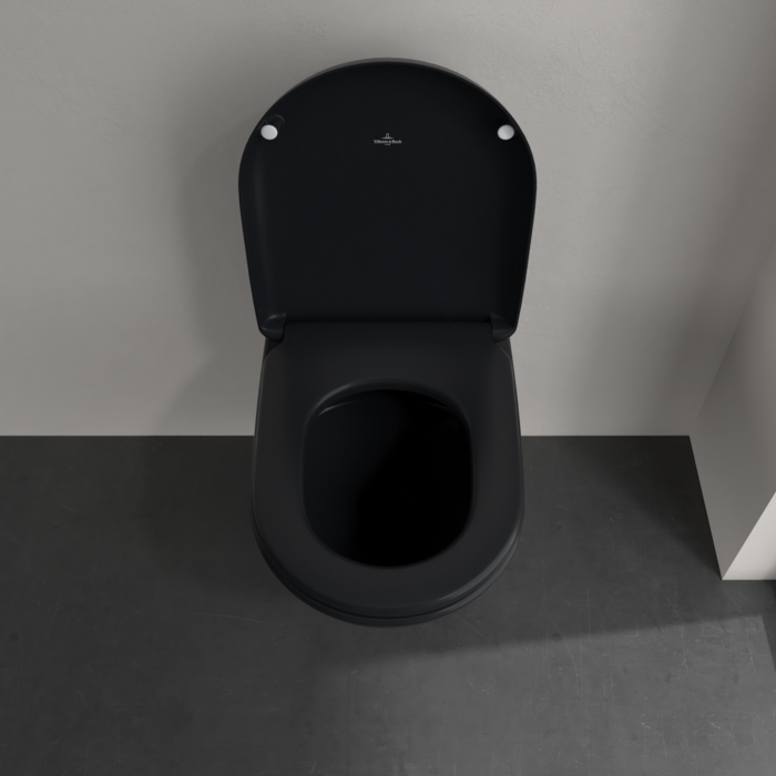 Унитаз Villeroy & Boch Antao с безободковым смывом, подвесной, с функцией TwistFlush, Pure Black CeramicPlus