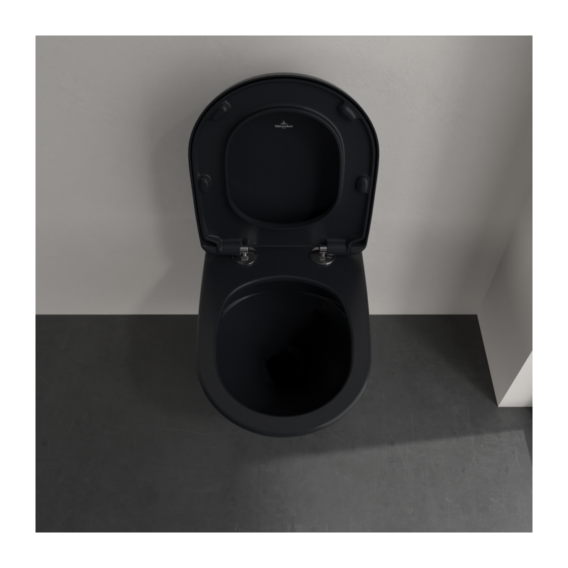 Унитаз Villeroy & Boch Antao с безободковым смывом, подвесной, с функцией TwistFlush, Pure Black CeramicPlus