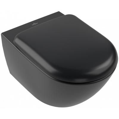 Унитаз Villeroy & Boch Antao с безободковым смывом, подвесной, с функцией TwistFlush, Pure Black CeramicPlus