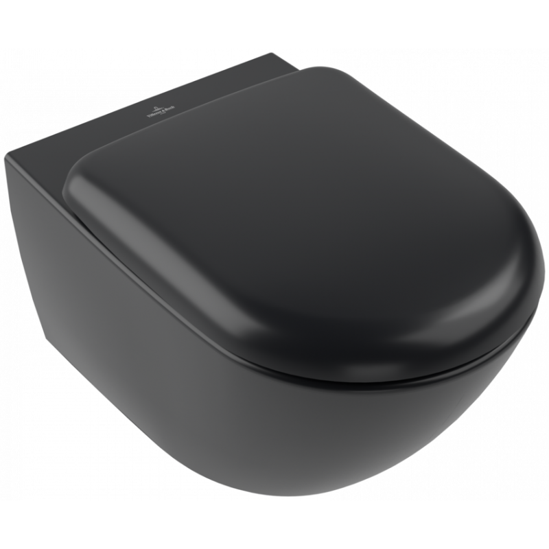 Унитаз Villeroy & Boch Antao с безободковым смывом, подвесной, с функцией TwistFlush, Pure Black CeramicPlus