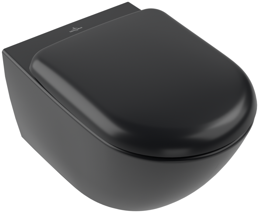 Унитаз Villeroy & Boch Antao с безободковым смывом, подвесной, с функцией TwistFlush, Pure Black CeramicPlus