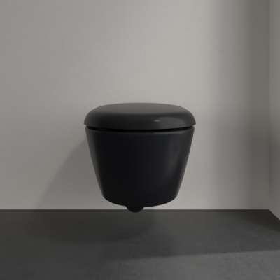 Унитаз Villeroy & Boch Antao с безободковым смывом, подвесной, с функцией TwistFlush, Pure Black CeramicPlus