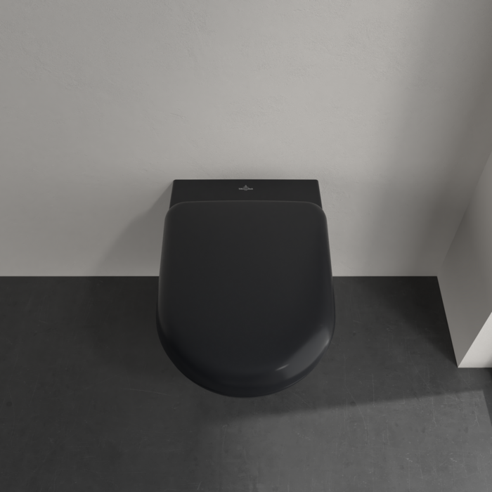 Унитаз Villeroy & Boch Antao с безободковым смывом, подвесной, с функцией TwistFlush, Pure Black CeramicPlus