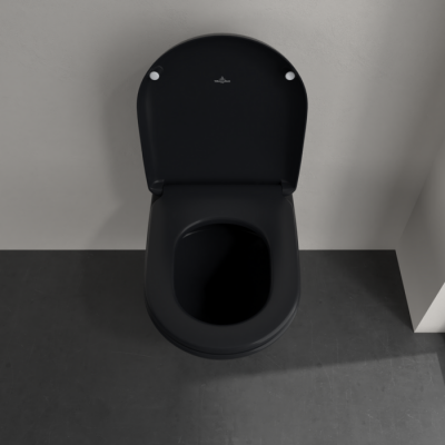 Унитаз Villeroy & Boch Antao с безободковым смывом, подвесной, с функцией TwistFlush, Pure Black CeramicPlus