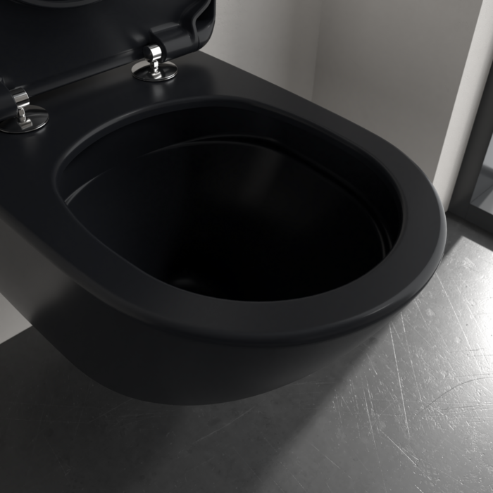 Унитаз Villeroy & Boch Antao с безободковым смывом, подвесной, с функцией TwistFlush, Pure Black CeramicPlus