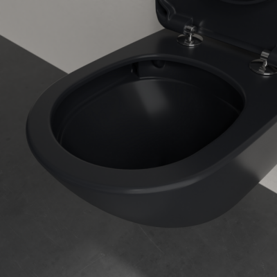 Унитаз Villeroy & Boch Antao с безободковым смывом, подвесной, с функцией TwistFlush, Pure Black CeramicPlus