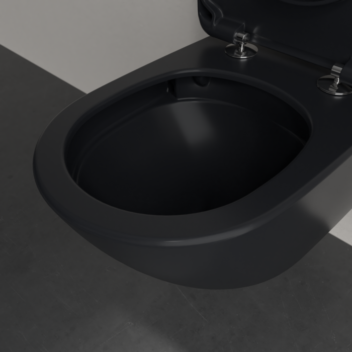 Унитаз Villeroy & Boch Antao с безободковым смывом, подвесной, с функцией TwistFlush, Pure Black CeramicPlus