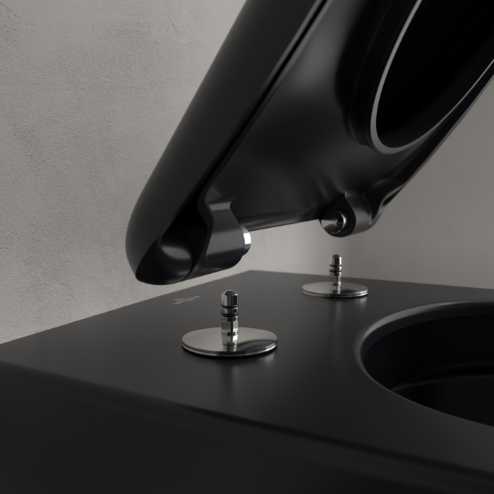Унитаз Villeroy & Boch Antao с безободковым смывом, подвесной, с функцией TwistFlush, Pure Black CeramicPlus