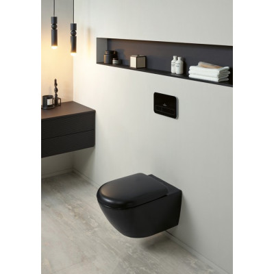 Унитаз Villeroy & Boch Antao с безободковым смывом, подвесной, с функцией TwistFlush, Pure Black CeramicPlus
