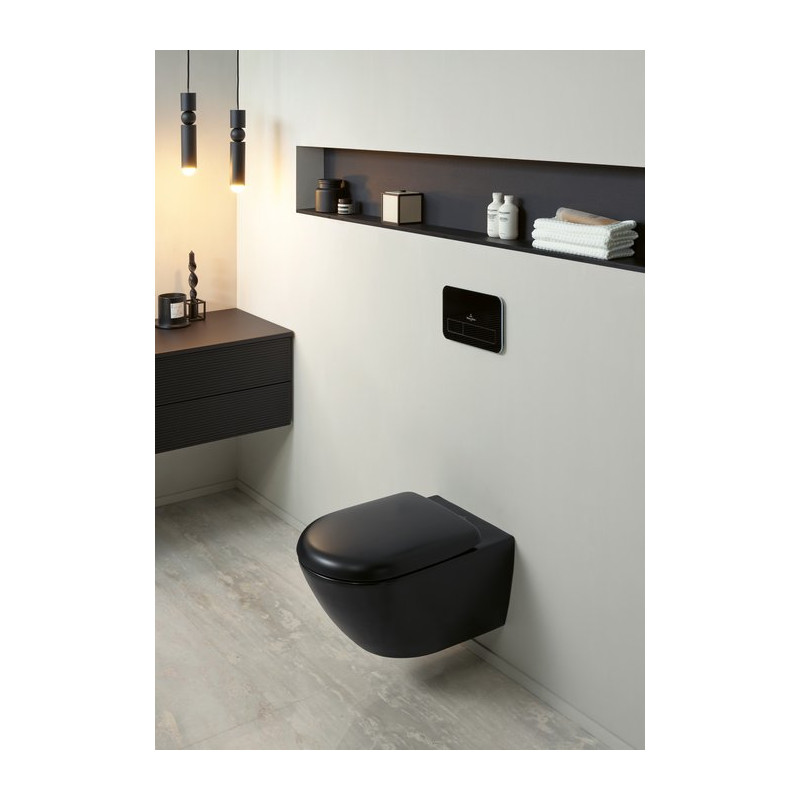 Унитаз Villeroy & Boch Antao с безободковым смывом, подвесной, с функцией TwistFlush, Pure Black CeramicPlus