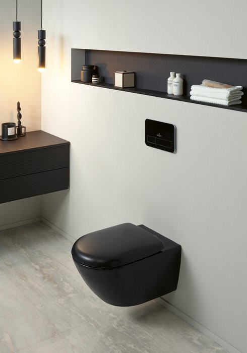 Унитаз Villeroy & Boch Antao с безободковым смывом, подвесной, с функцией TwistFlush, Pure Black CeramicPlus