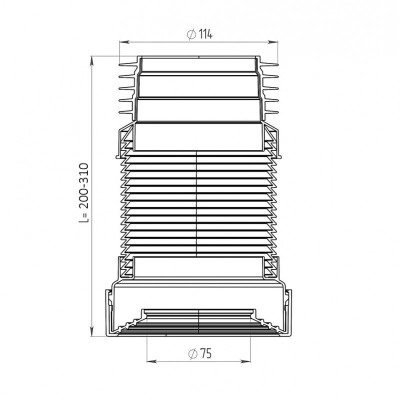 Армированная гофра для унитаза L  200 - 310 мм. TIVOLI