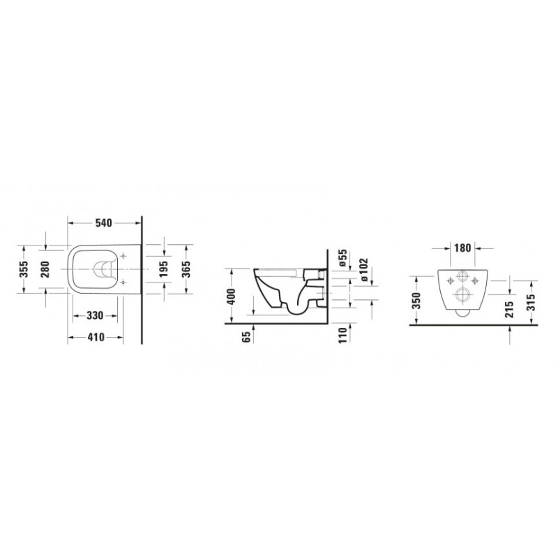 Унитаз  подвесной 365x540мм Duravit Happy D.2, цвет-антрацит/антрацит матовый