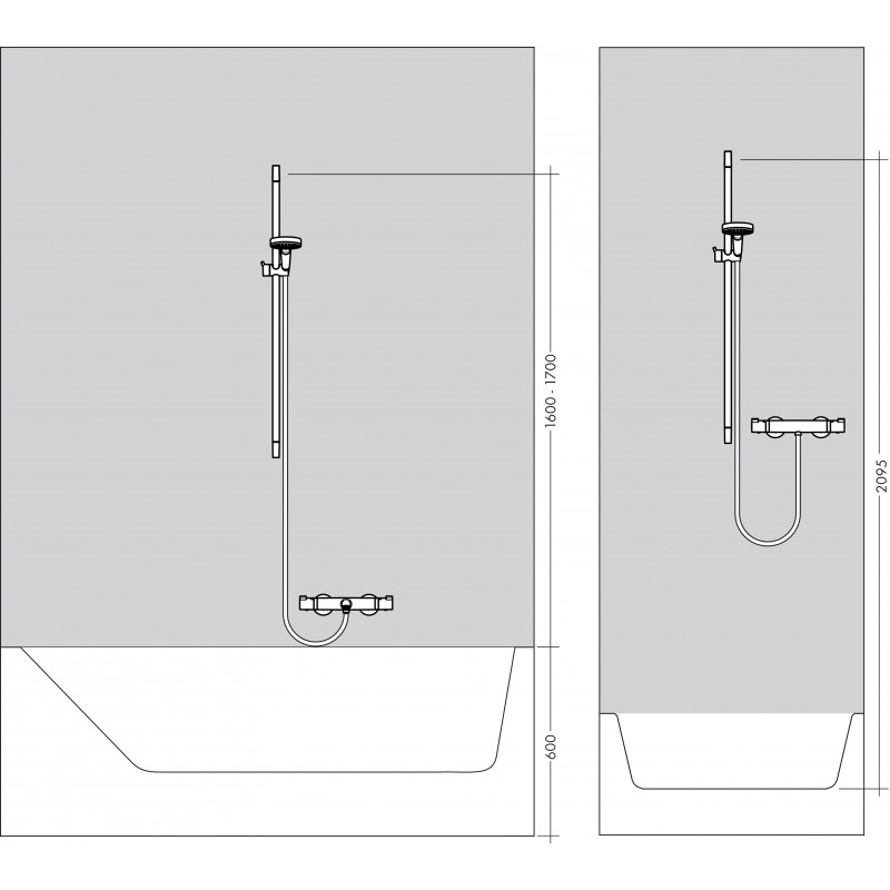 Душевая штанга Hansgrohe Unica S Puro 90 см с душевым шлангом Isiflex 160см, черный матовый 