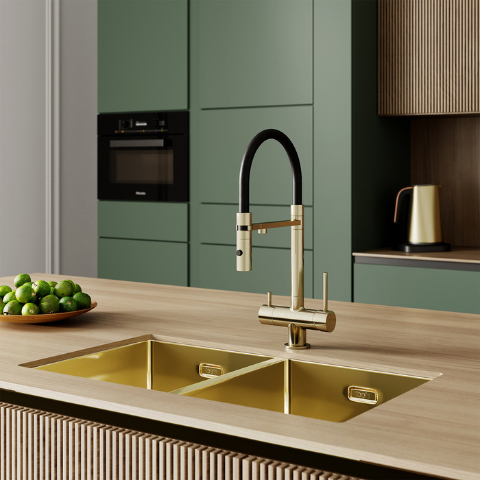 Смеситель для кухни Iddis Ace с каналом для фильтрованной воды, матовое золото