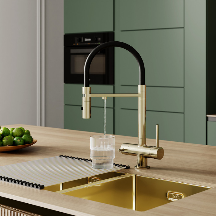 Смеситель для кухни Iddis Ace с каналом для фильтрованной воды, матовое золото