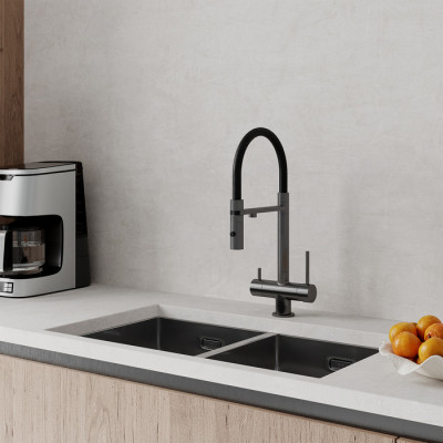 Смеситель для кухни Iddis Ace с каналом для фильтрованной воды, графит матовый