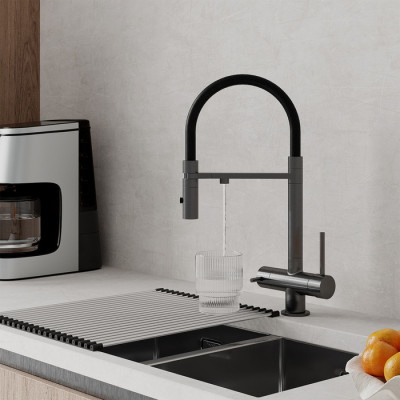 Смеситель для кухни Iddis Ace с каналом для фильтрованной воды, графит матовый