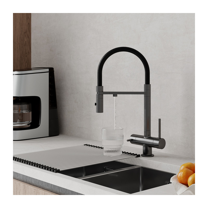 Смеситель для кухни Iddis Ace с каналом для фильтрованной воды, графит матовый