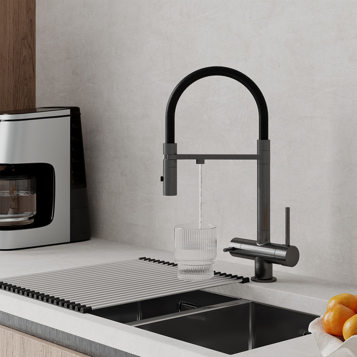 Смеситель для кухни Iddis Ace с каналом для фильтрованной воды, графит матовый