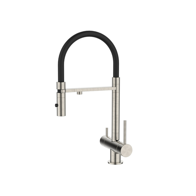 Смеситель для кухни Iddis Ace с каналом для фильтрованной воды, сталь матовая сатин