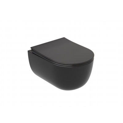 Подвесной унитаз 355х490х320мм Ceramicanova Modena Rimless черный матовый, с быстросъемным сидением микролифт