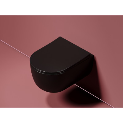 Подвесной унитаз 355х490х320мм Ceramicanova Modena Rimless черный матовый, с быстросъемным сидением микролифт