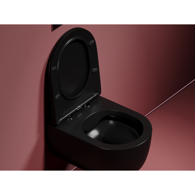 Подвесной унитаз 355х490х320мм Ceramicanova Modena Rimless черный матовый, с быстросъемным сидением микролифт