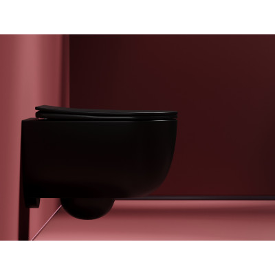 Подвесной унитаз 355х490х320мм Ceramicanova Modena Rimless черный матовый, с быстросъемным сидением микролифт