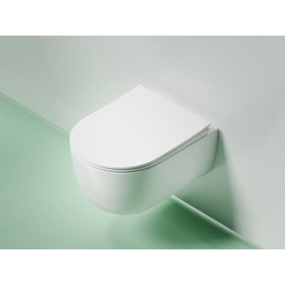 Подвесной унитаз 355х490х320мм Ceramicanova Modena Rimless белый матовый, с быстросъемным сидением микролифт