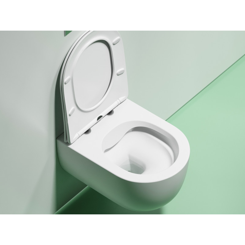 Подвесной унитаз 355х490х320мм Ceramicanova Modena Rimless белый матовый, с быстросъемным сидением микролифт