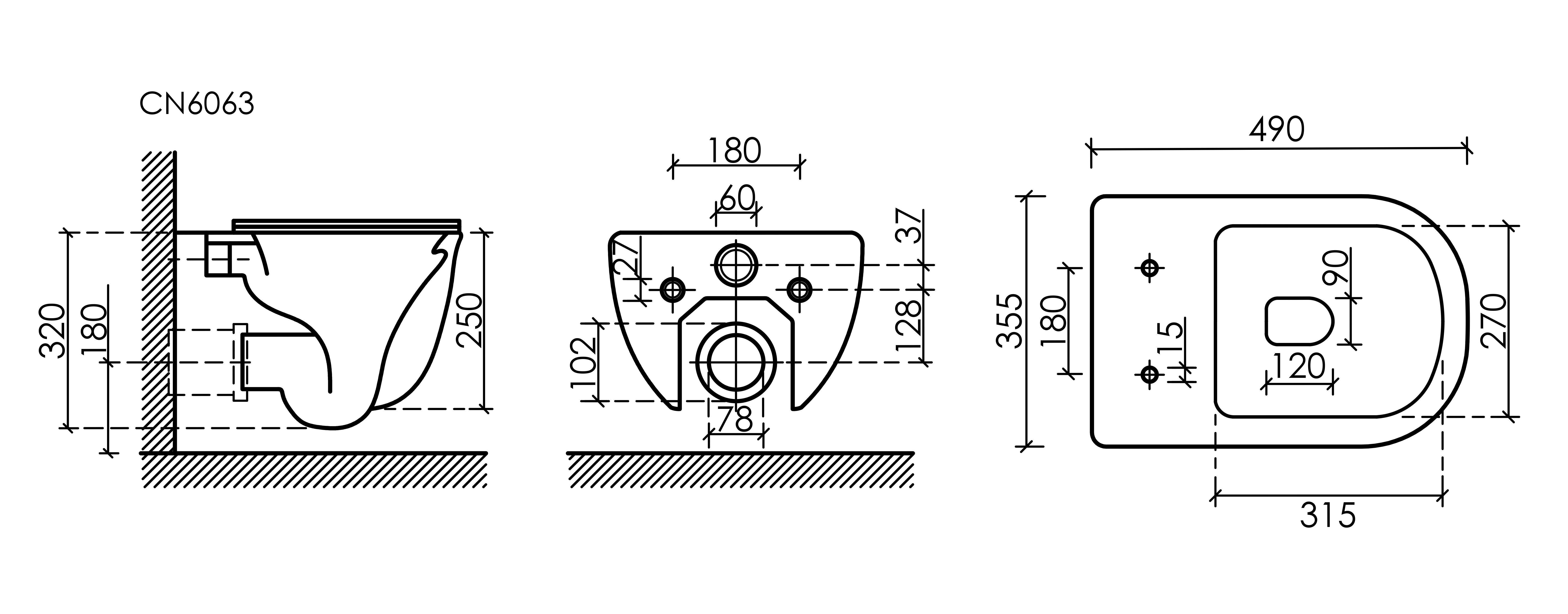 Подвесной унитаз 355х490х320мм Ceramicanova Modena Rimless белый матовый, с быстросъемным сидением микролифт