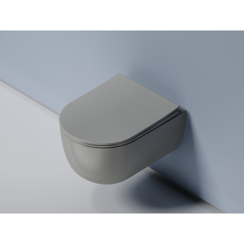 Подвесной унитаз 355х490х320мм Ceramicanova Modena Rimless антрацит матовый, с быстросъемным сидением микролифт