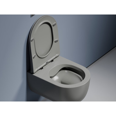 Подвесной унитаз 355х490х320мм Ceramicanova Modena Rimless антрацит матовый, с быстросъемным сидением микролифт