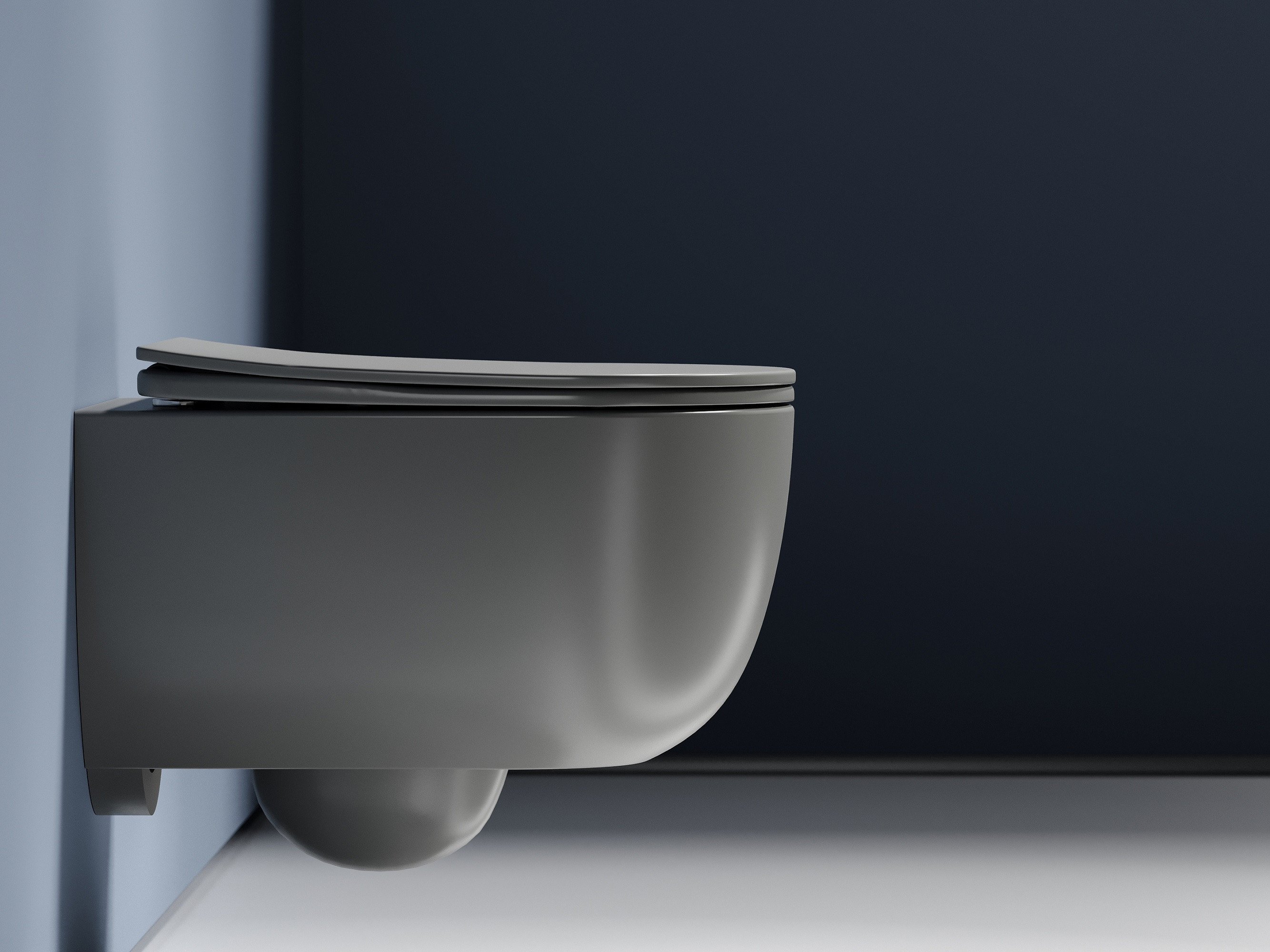 Подвесной унитаз 355х490х320мм Ceramicanova Modena Rimless антрацит матовый, с быстросъемным сидением микролифт