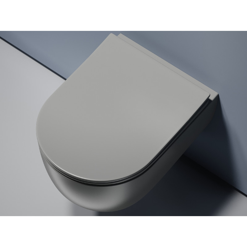 Подвесной унитаз 355х490х320мм Ceramicanova Modena Rimless антрацит матовый, с быстросъемным сидением микролифт