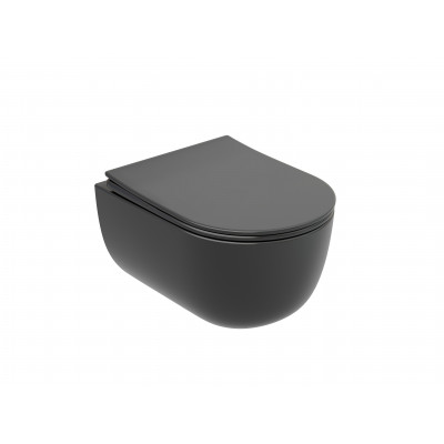 Подвесной унитаз 355х490х320мм Ceramicanova Modena Rimless темный антрацит матовый, с быстросъемным сидением микролифт