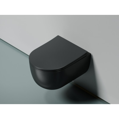 Подвесной унитаз 355х490х320мм Ceramicanova Modena Rimless темный антрацит матовый, с быстросъемным сидением микролифт