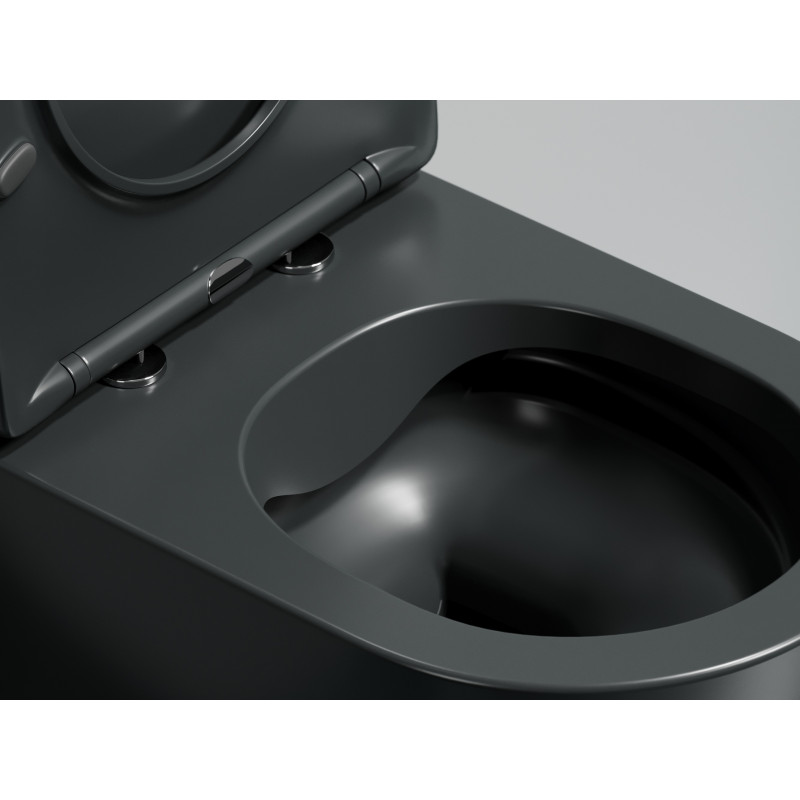 Подвесной унитаз 355х490х320мм Ceramicanova Modena Rimless темный антрацит матовый, с быстросъемным сидением микролифт