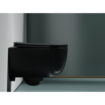 Подвесной унитаз 355х490х320мм Ceramicanova Modena Rimless темный антрацит матовый, с быстросъемным сидением микролифт
