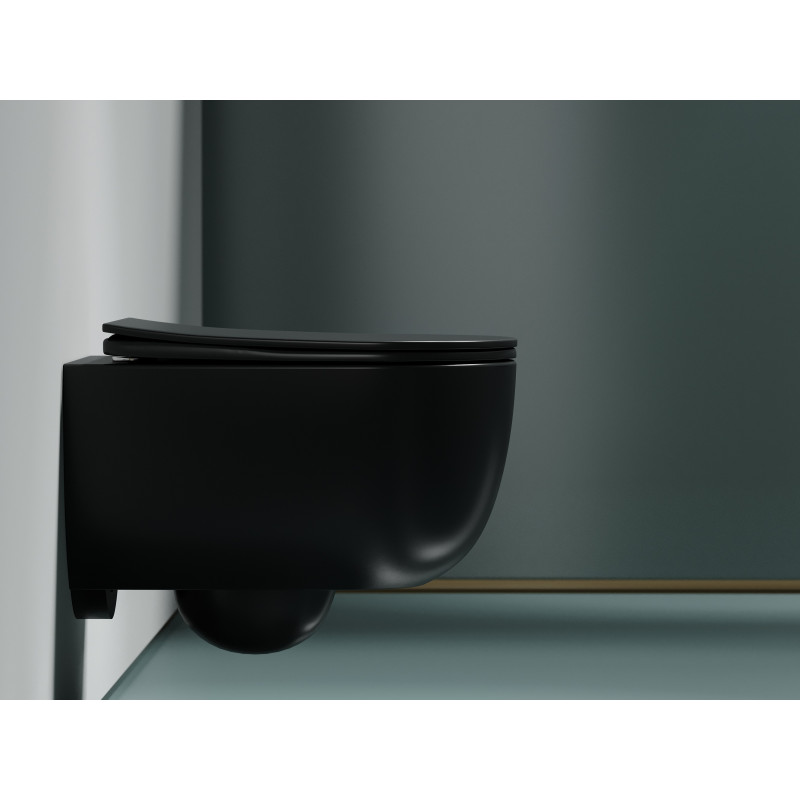 Подвесной унитаз 355х490х320мм Ceramicanova Modena Rimless темный антрацит матовый, с быстросъемным сидением микролифт