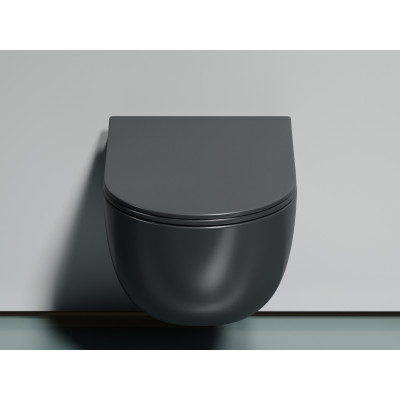 Подвесной унитаз 355х490х320мм Ceramicanova Modena Rimless темный антрацит матовый, с быстросъемным сидением микролифт